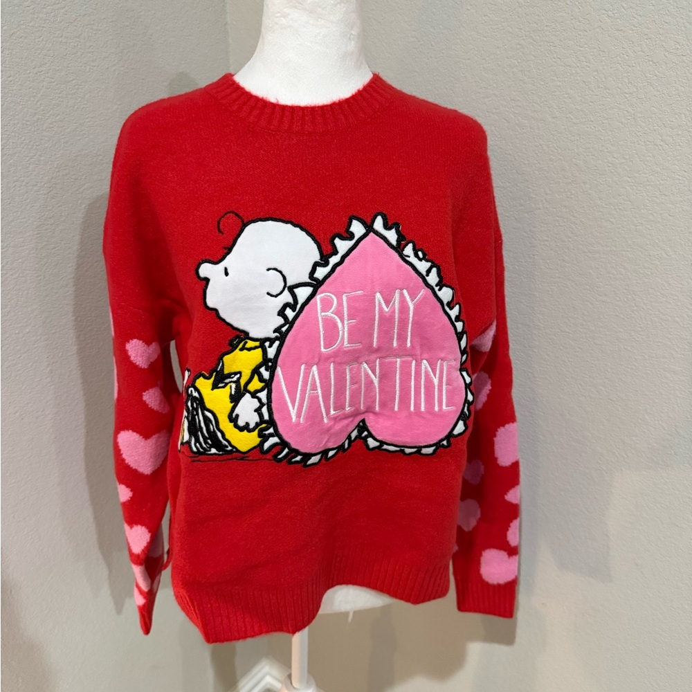 Peanuts Red Valentine's Sweater with Pink Heart